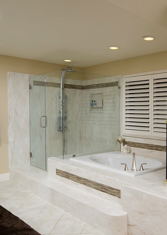 Shower and bathtub next to each other